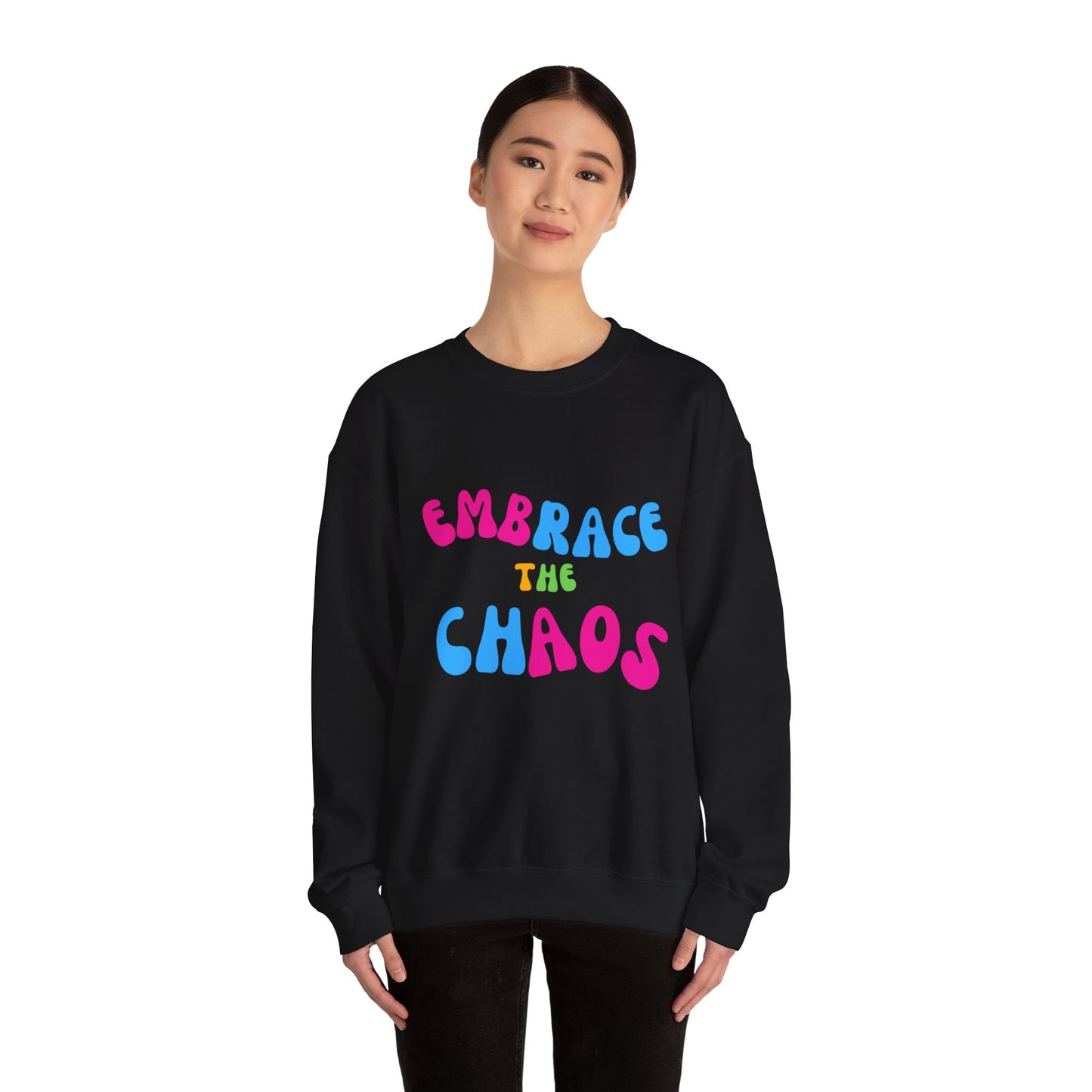 EMBRACE THE CHAOS! Unisex Heavy Blend™ Crewneck Sweatshirt