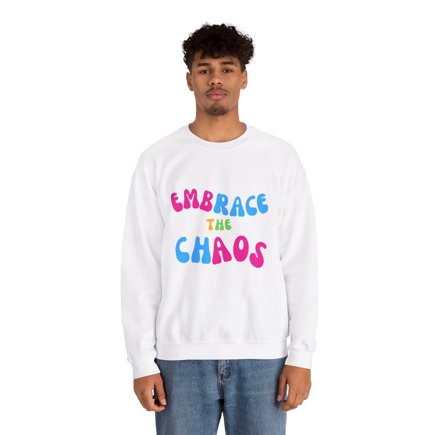 EMBRACE THE CHAOS! Unisex Heavy Blend™ Crewneck Sweatshirt