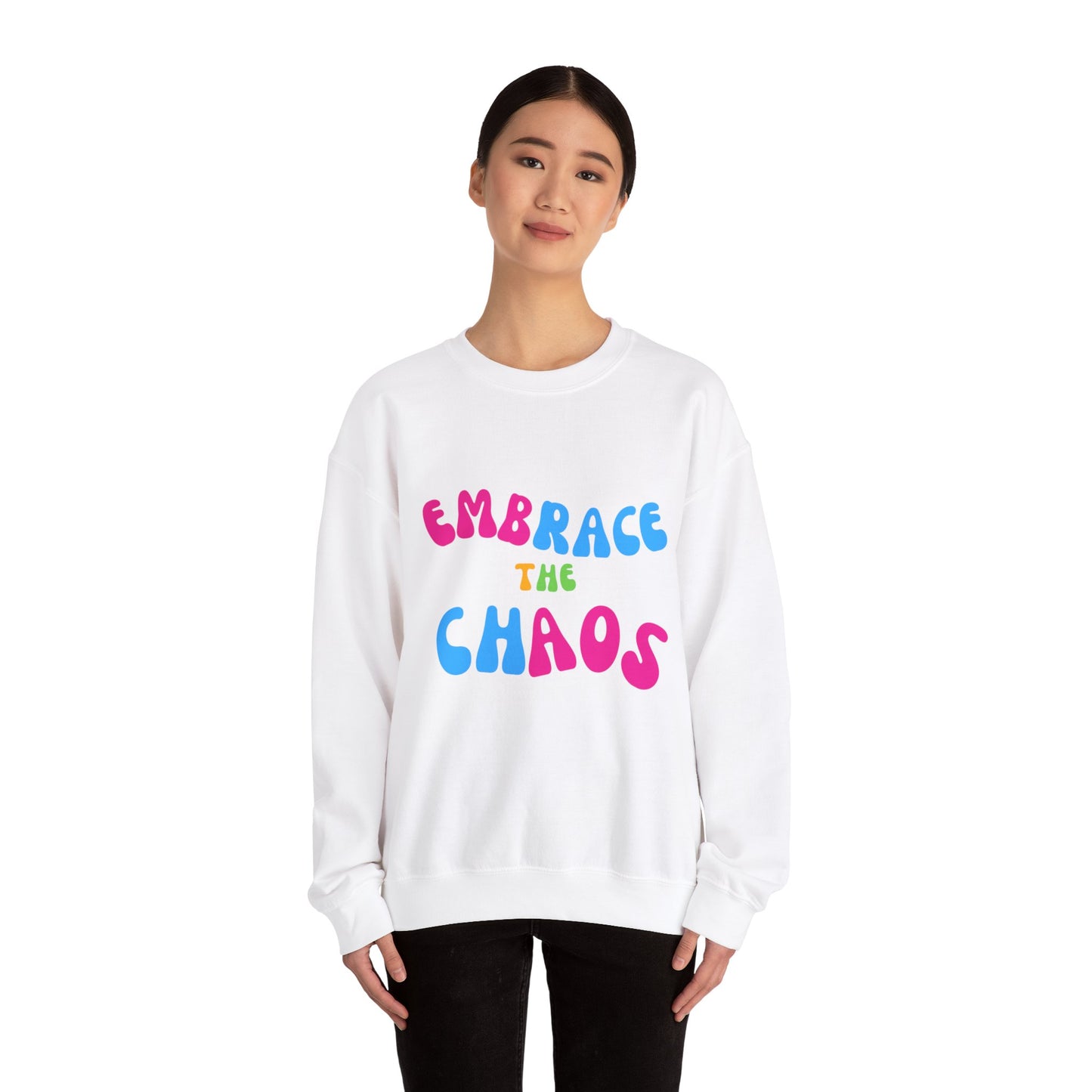 EMBRACE THE CHAOS! Unisex Heavy Blend™ Crewneck Sweatshirt