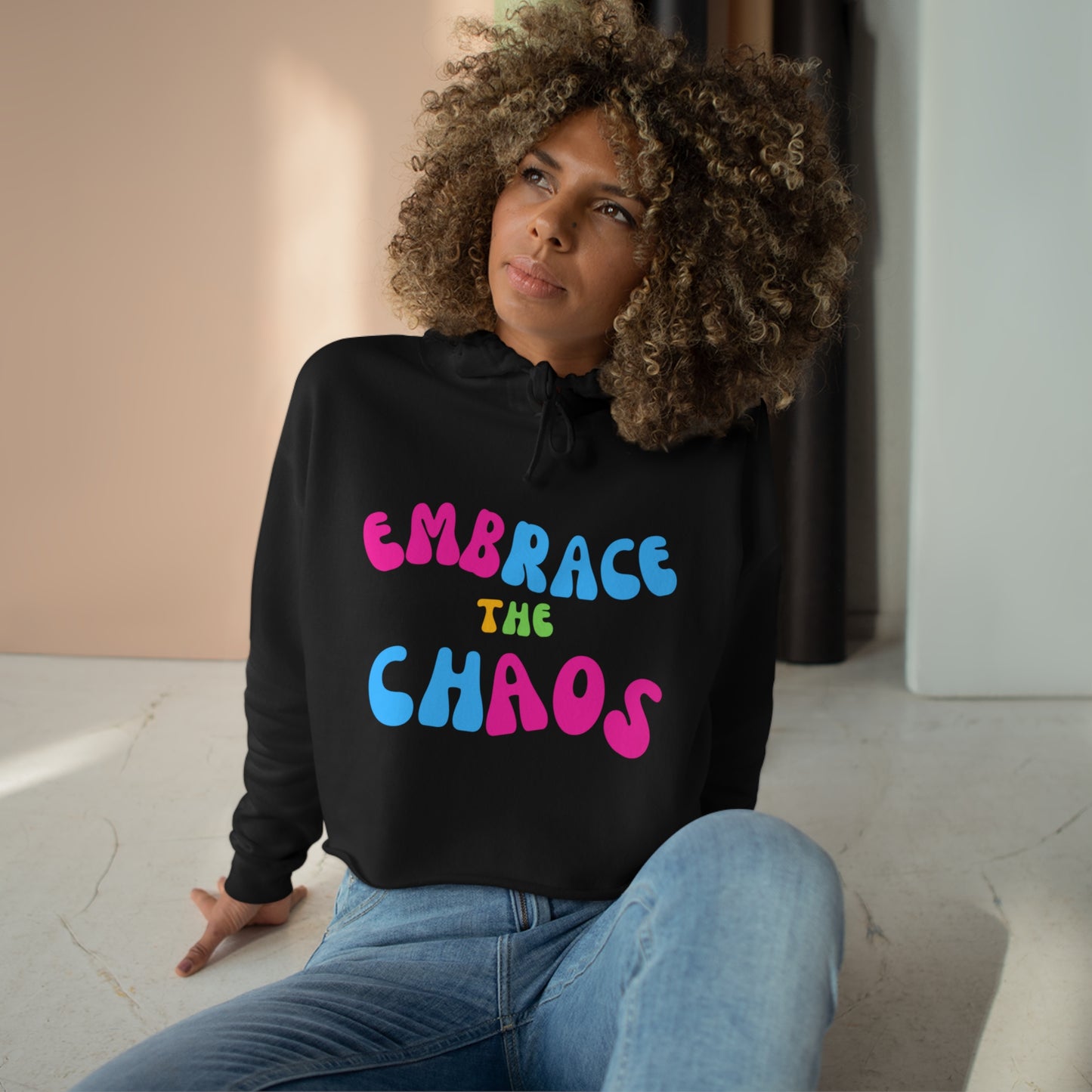 EMBRACE THE CHAOS! Crop Hoodie