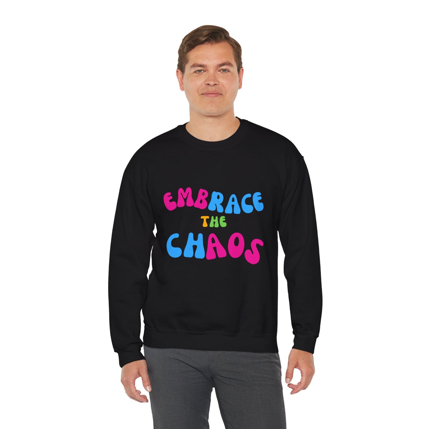 EMBRACE THE CHAOS! Unisex Heavy Blend™ Crewneck Sweatshirt