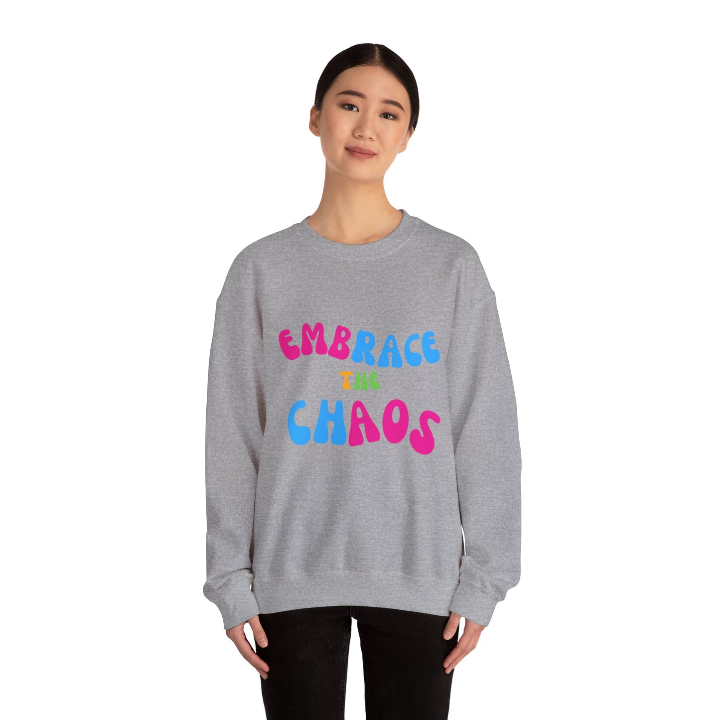 EMBRACE THE CHAOS! Unisex Heavy Blend™ Crewneck Sweatshirt