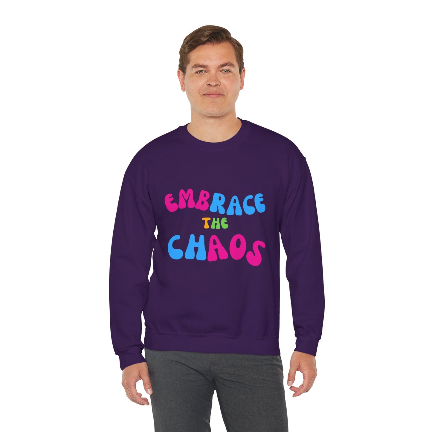 EMBRACE THE CHAOS! Unisex Heavy Blend™ Crewneck Sweatshirt