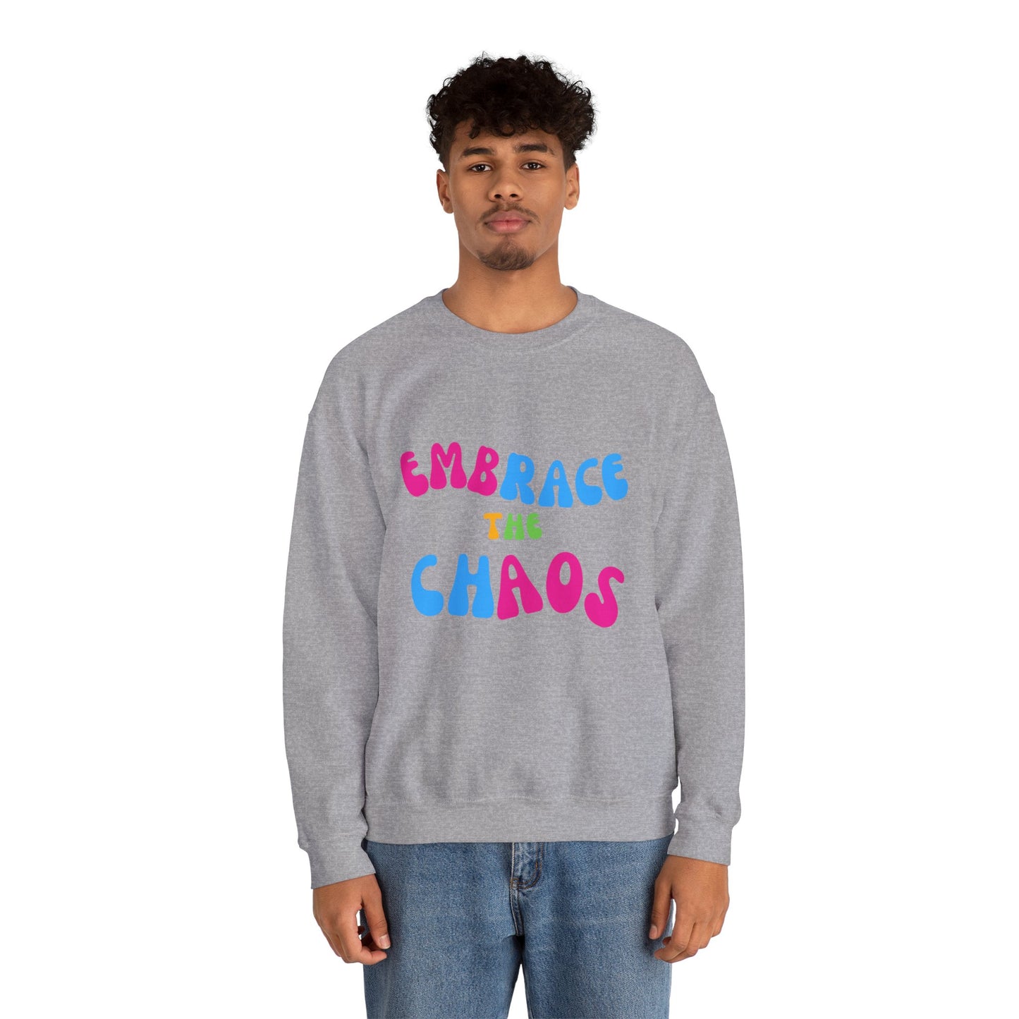 EMBRACE THE CHAOS! Unisex Heavy Blend™ Crewneck Sweatshirt
