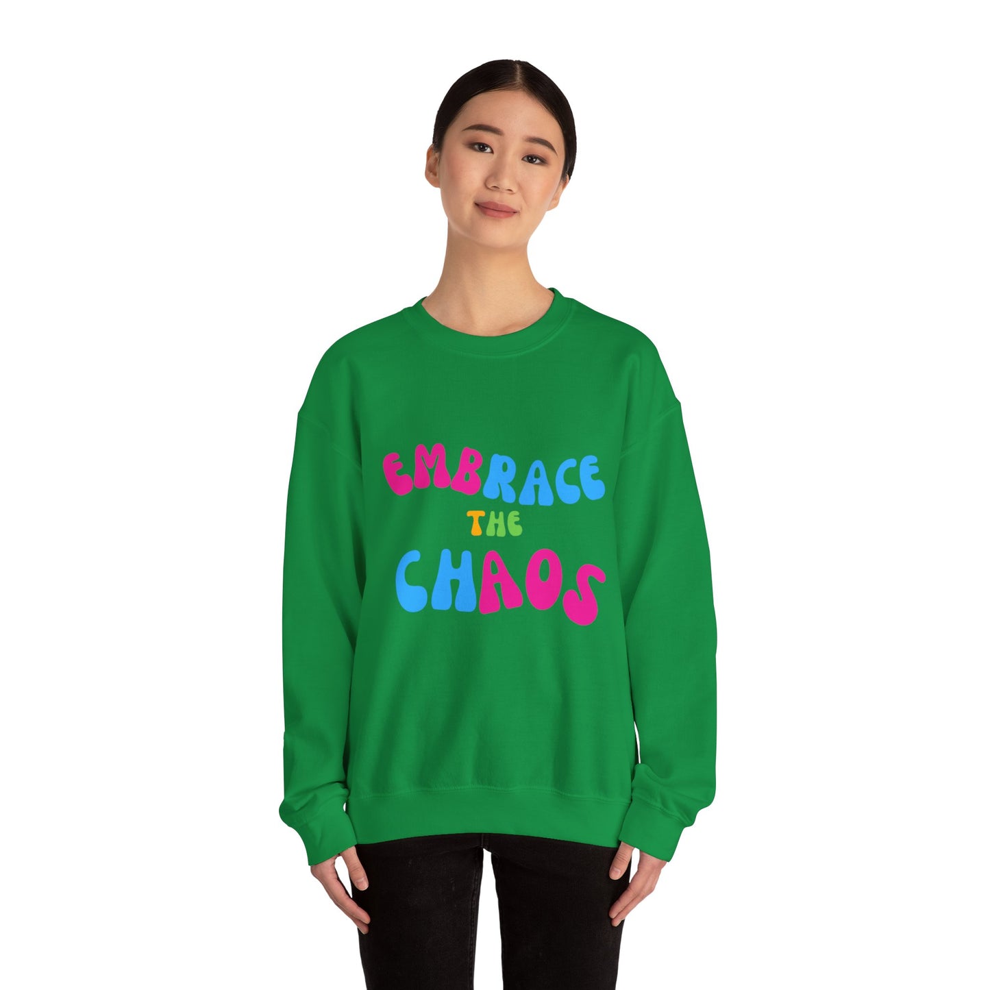 EMBRACE THE CHAOS! Unisex Heavy Blend™ Crewneck Sweatshirt