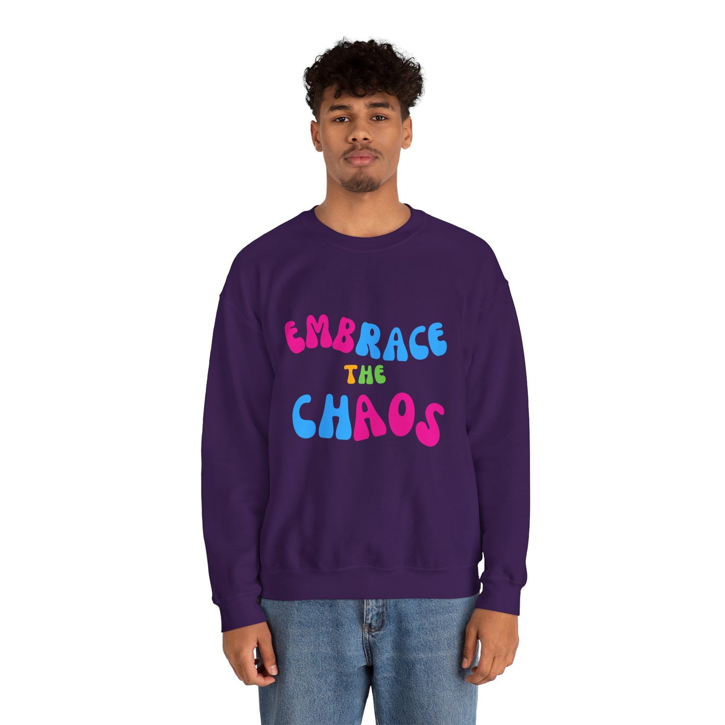 EMBRACE THE CHAOS! Unisex Heavy Blend™ Crewneck Sweatshirt