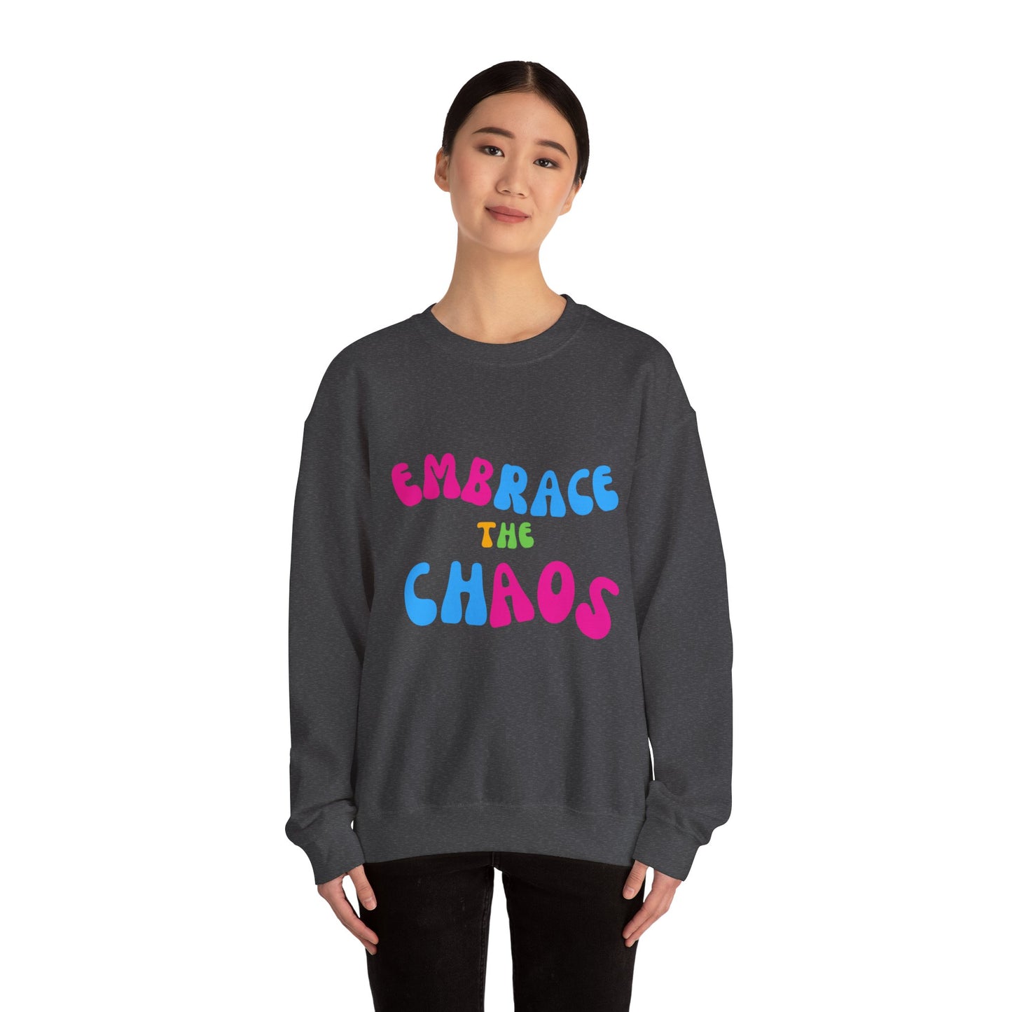 EMBRACE THE CHAOS! Unisex Heavy Blend™ Crewneck Sweatshirt