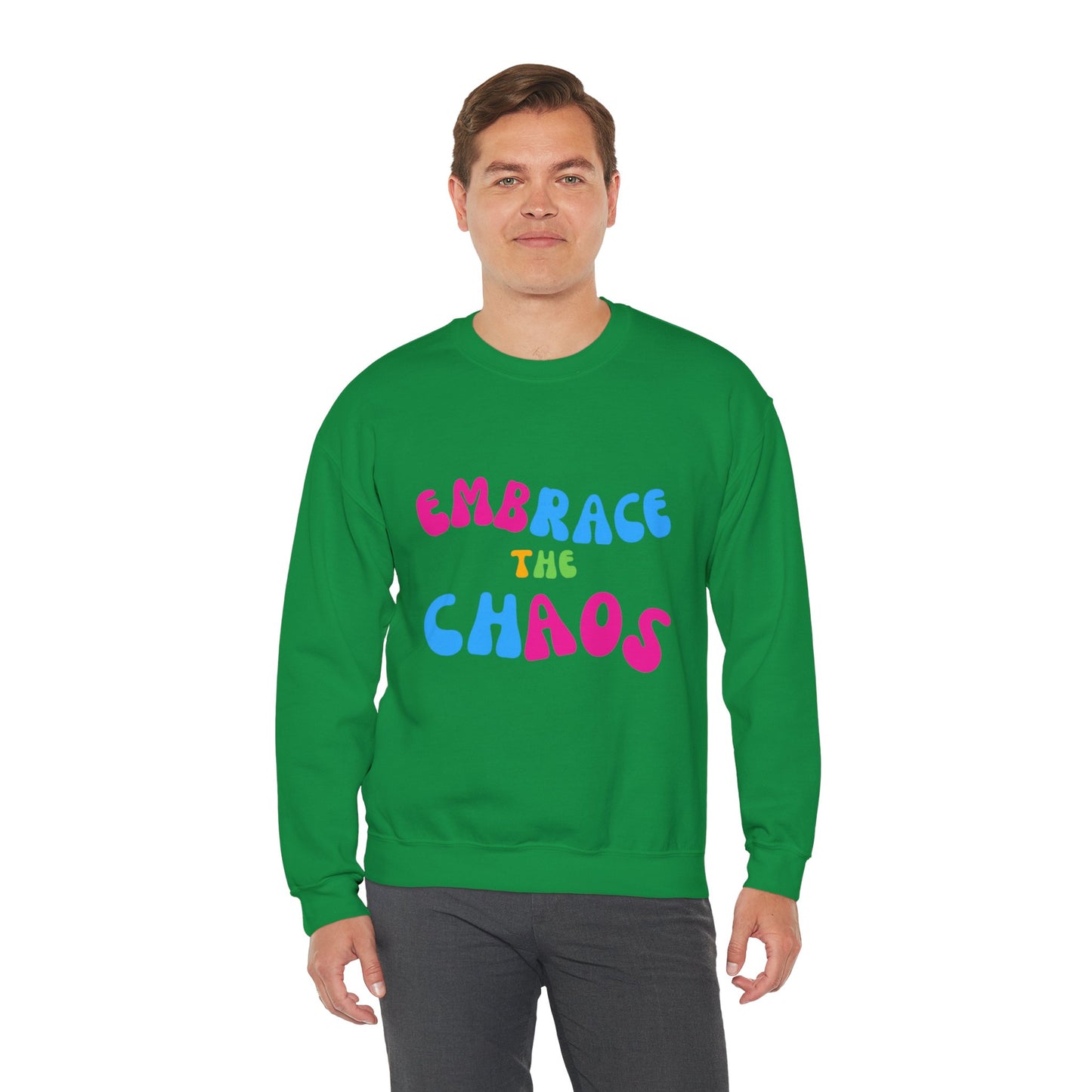 EMBRACE THE CHAOS! Unisex Heavy Blend™ Crewneck Sweatshirt