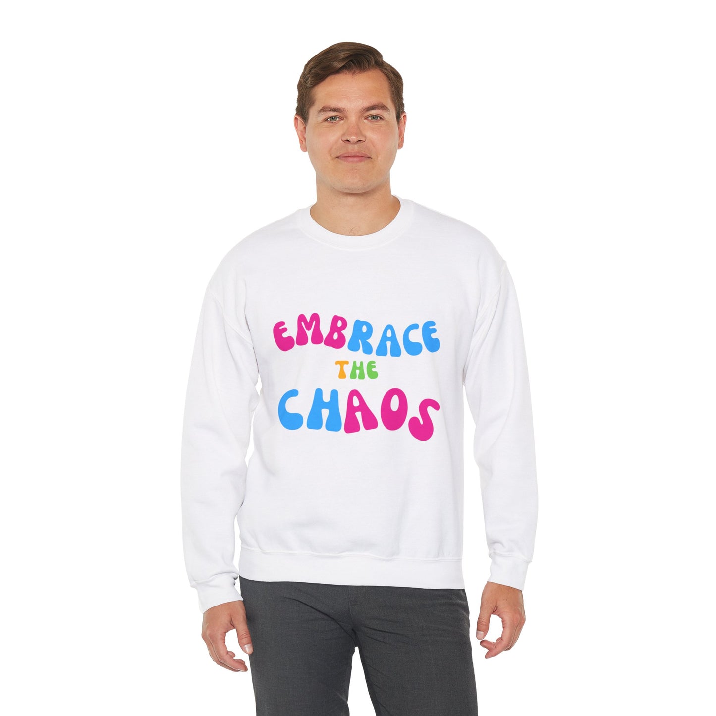 EMBRACE THE CHAOS! Unisex Heavy Blend™ Crewneck Sweatshirt