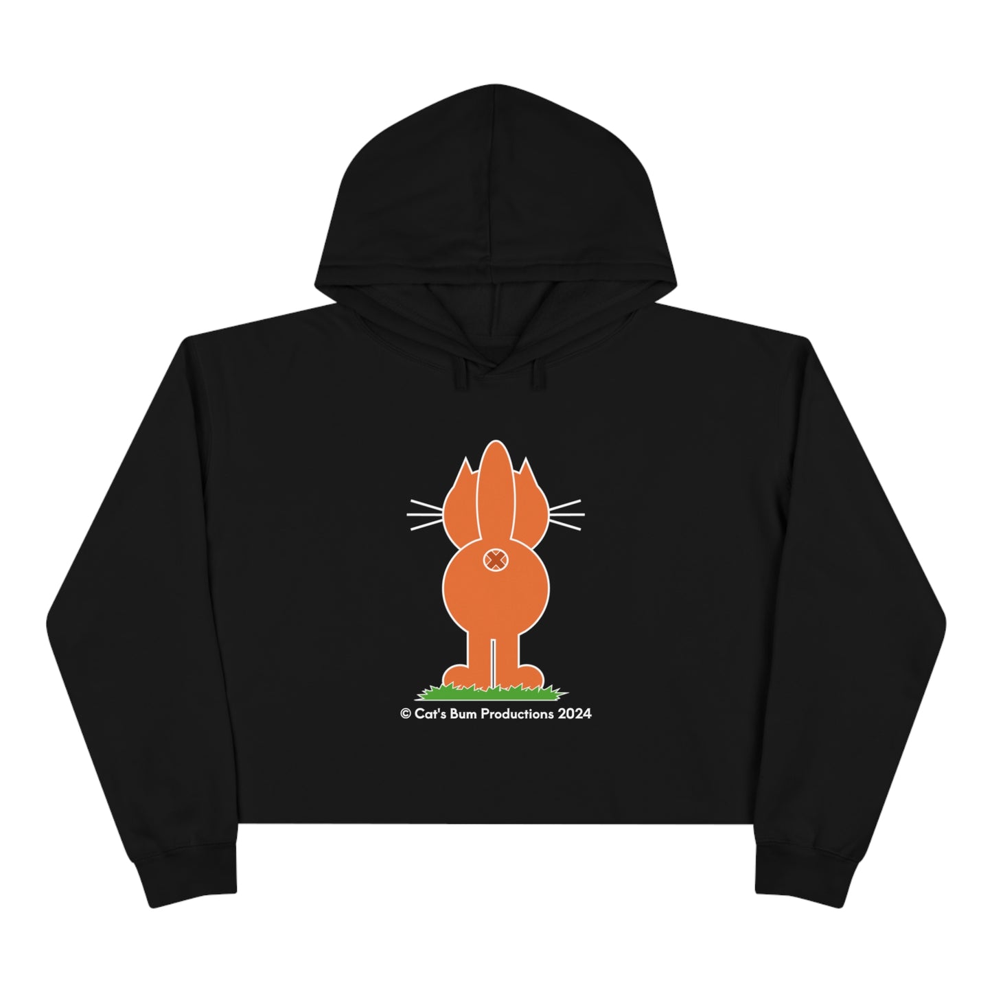 Ginger Cat's Bum in Black:  Crop Hoodie