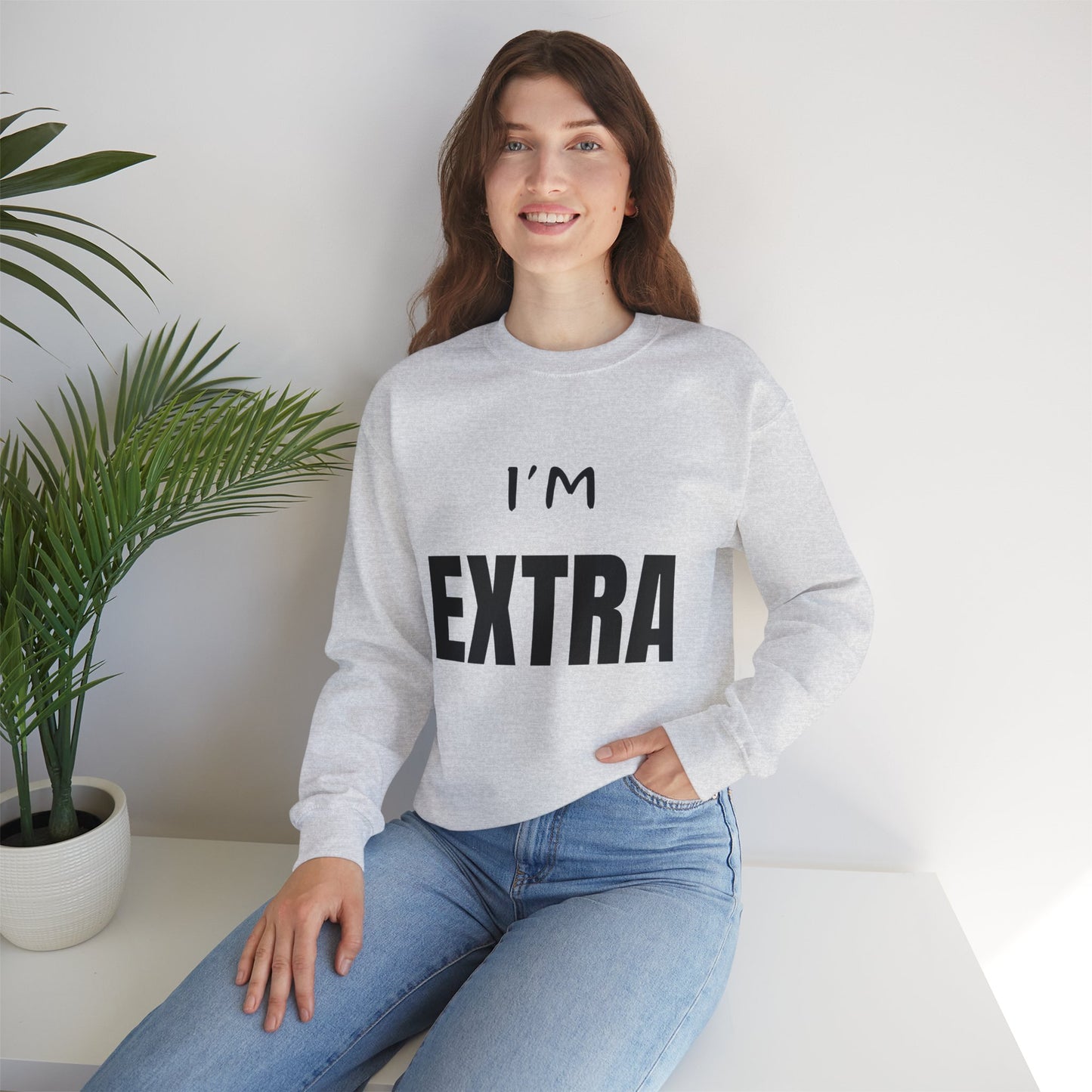 I'm Extra Black Text:  Unisex Heavy Blend™ Crewneck Sweatshirt